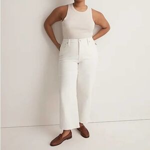 Madewell White Denim Perfect Vintage Wide-Leg Crop Jean Plus Size 20W NW…
